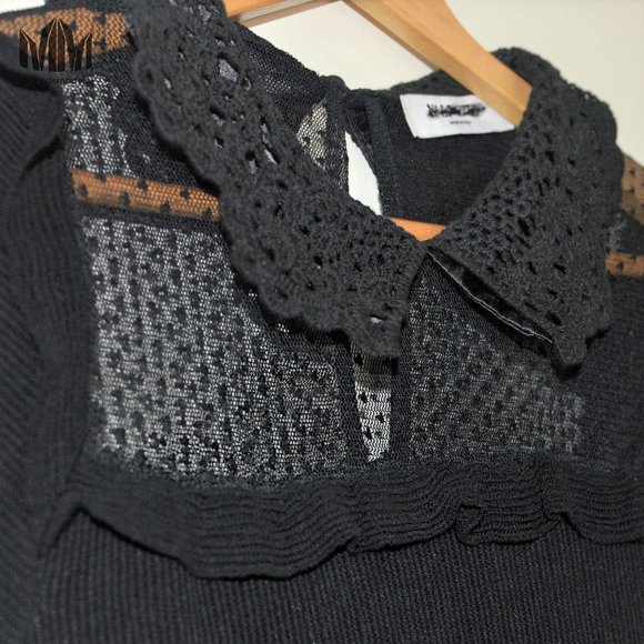 Valentino | Black Stretch Knit Short Sleeve Dress - Picture 4 of 13